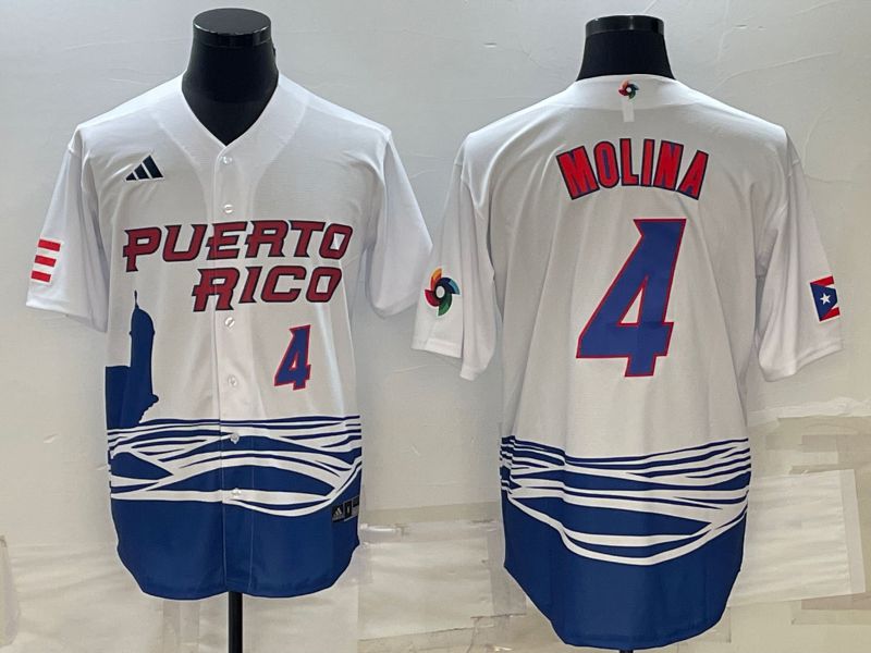 Men 2023 World Cub #4 Molina White MLB Jersey1
